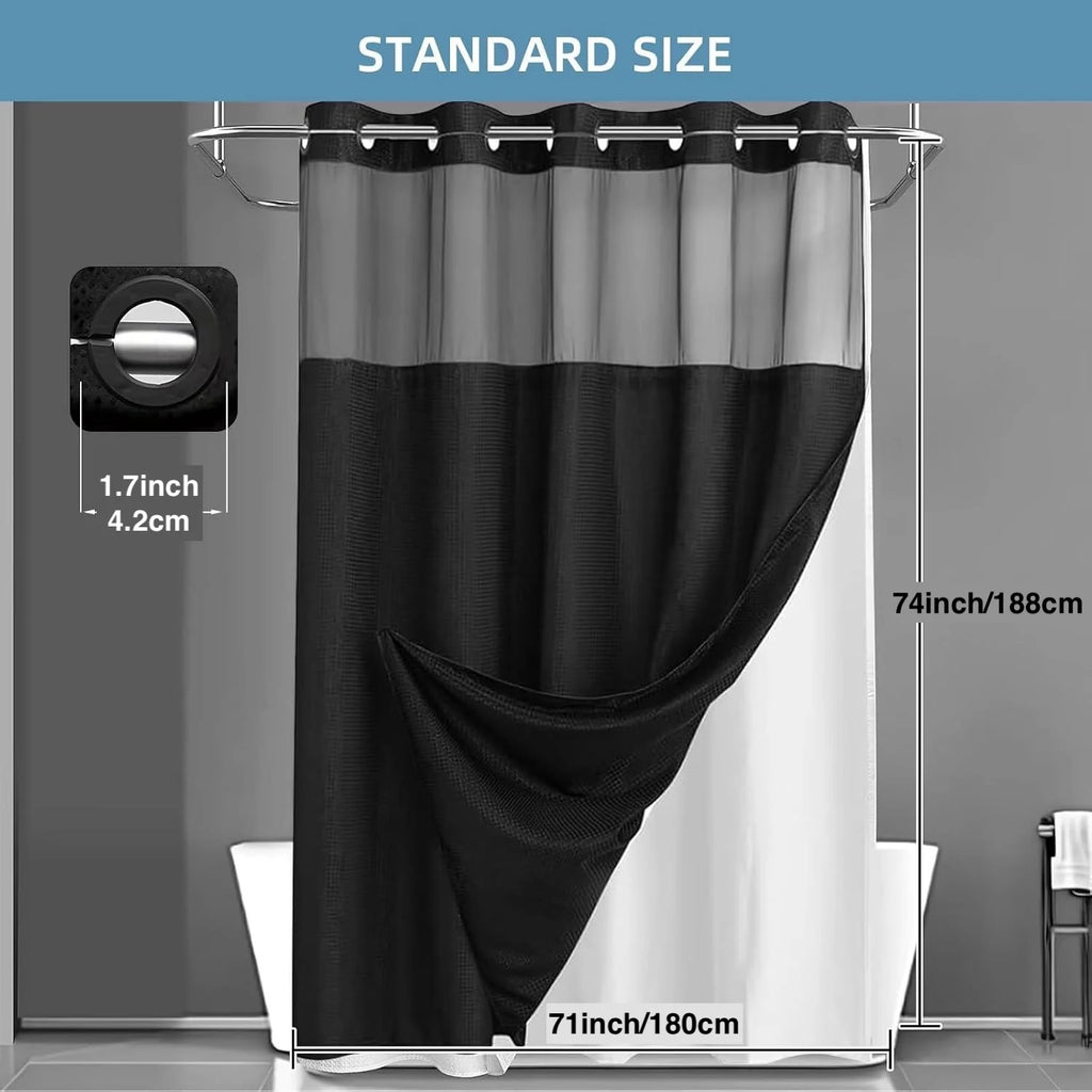 No Hooks Shower Curain  with Snap in Liner