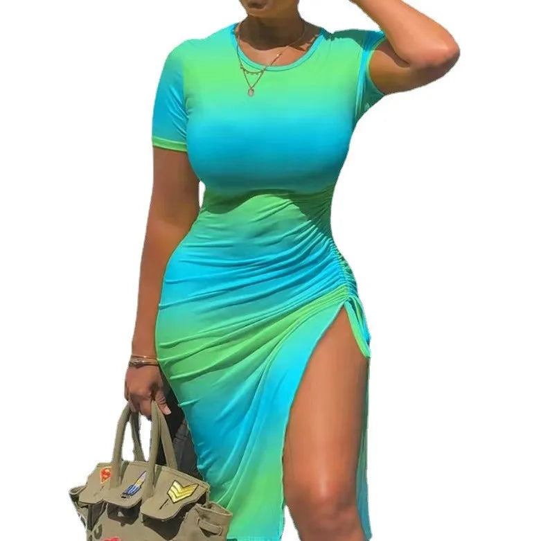 Trendy Printed Slim Midi Dress