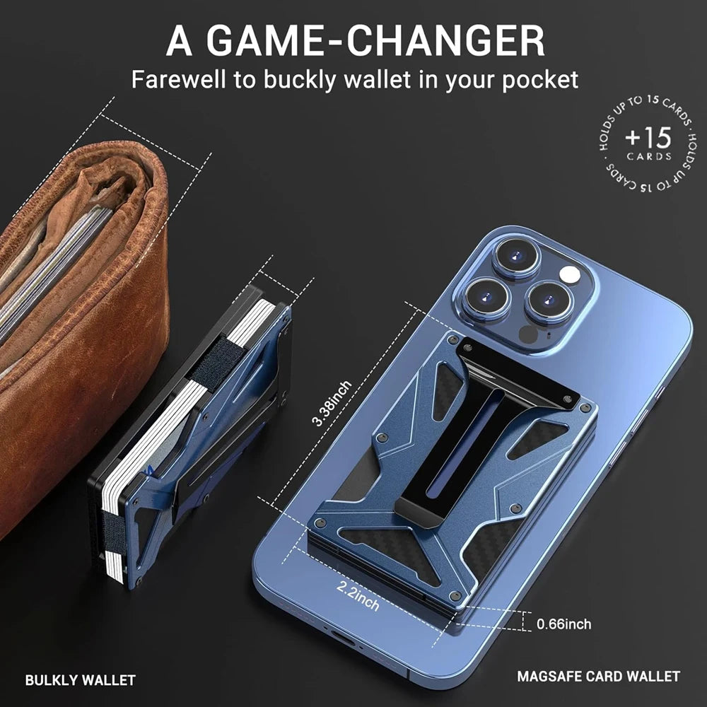 MagSafe-Metal Card Holder with AirTag Holder, RFID Blocking