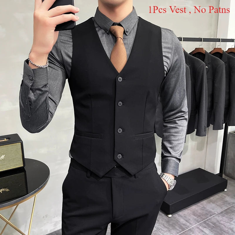 Solid Color Elastic Men's Casual Business Vest