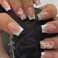24PCS Square Press Nail White French