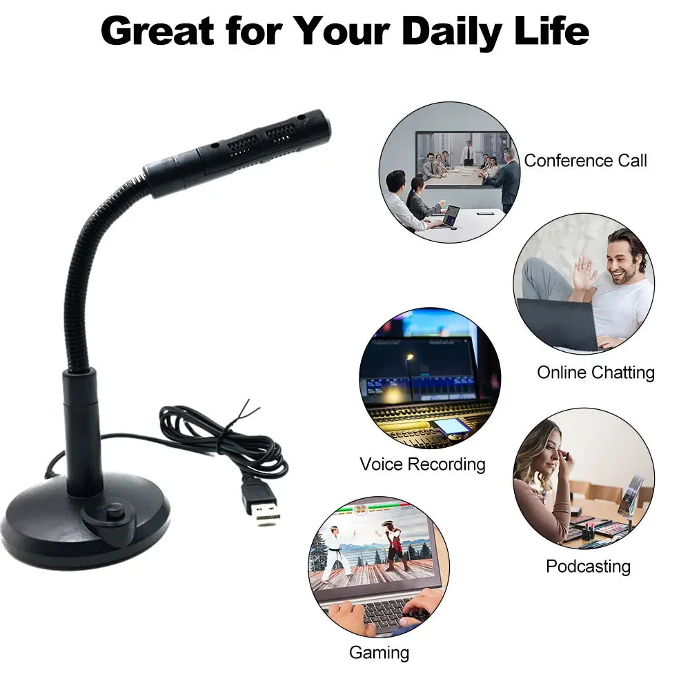 USB Computer Microphone Noise-Cancelling Recording Desktop Mic