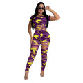 Two Piece Ripped Camouflage Print Pant Sets