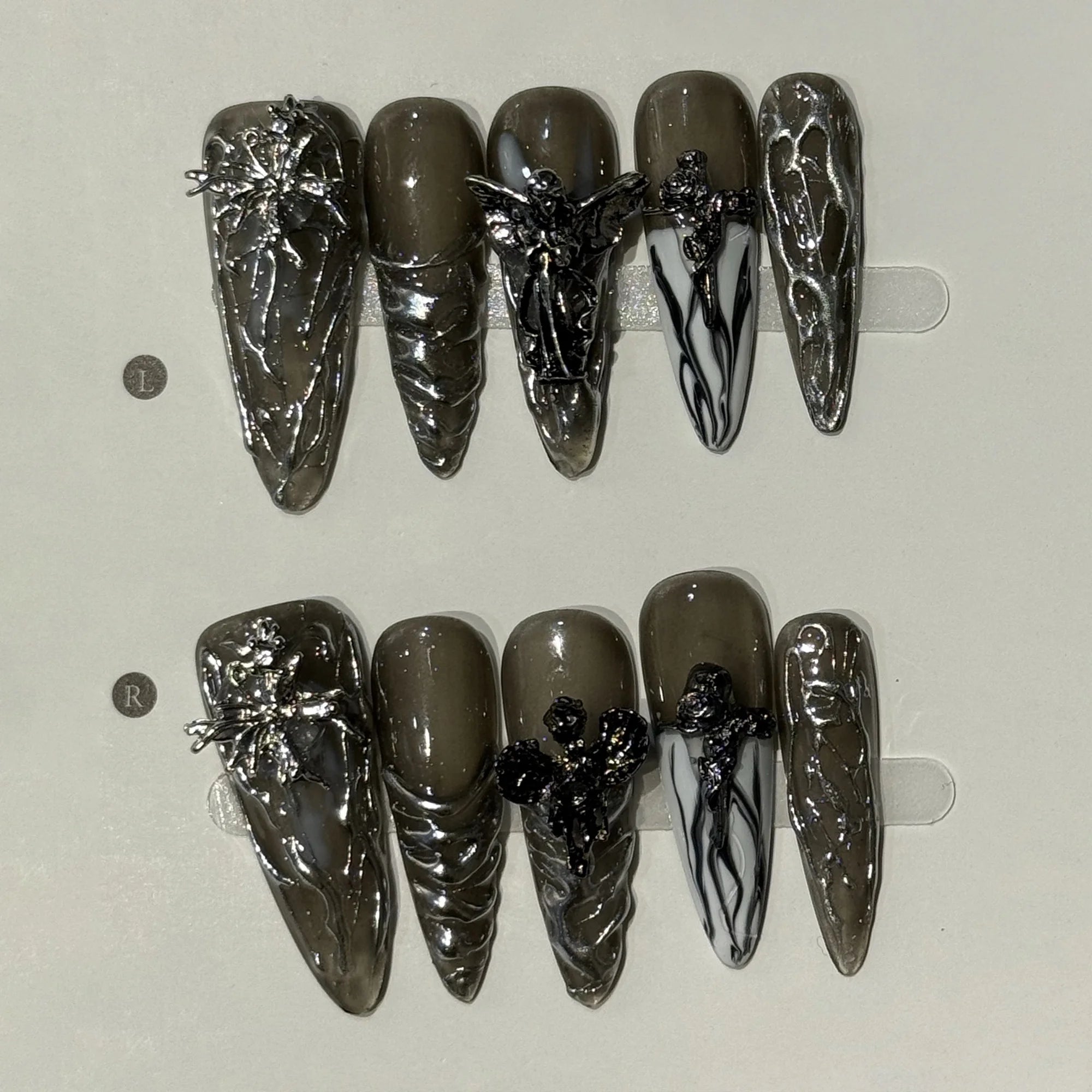 Long Stiletto Press on Fake Nails