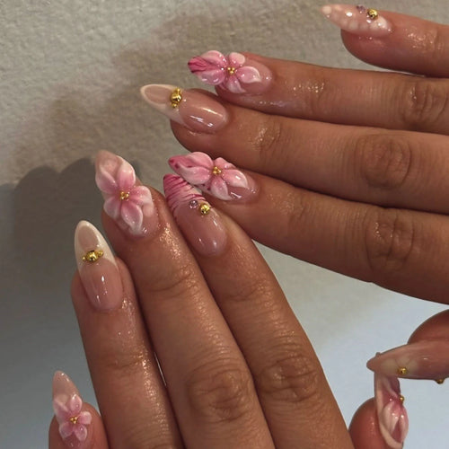 24pcs French Almond Press on Nails