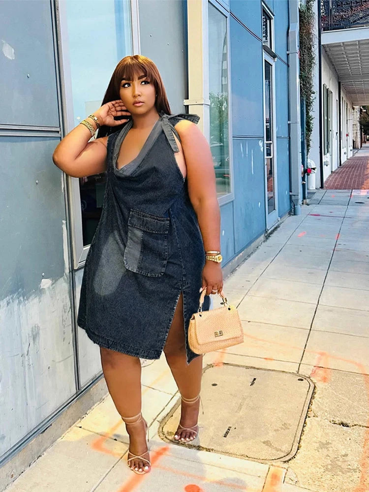 Summer One-piece Dress Jeans Streetwear Women Strapless Denim Dress Elegant Loose Sexy Short Dress Wholesale Dropshipping