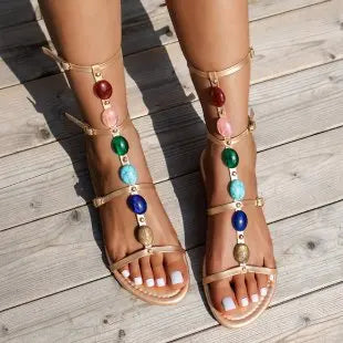 New Roman Sandals Gem Inlaid
