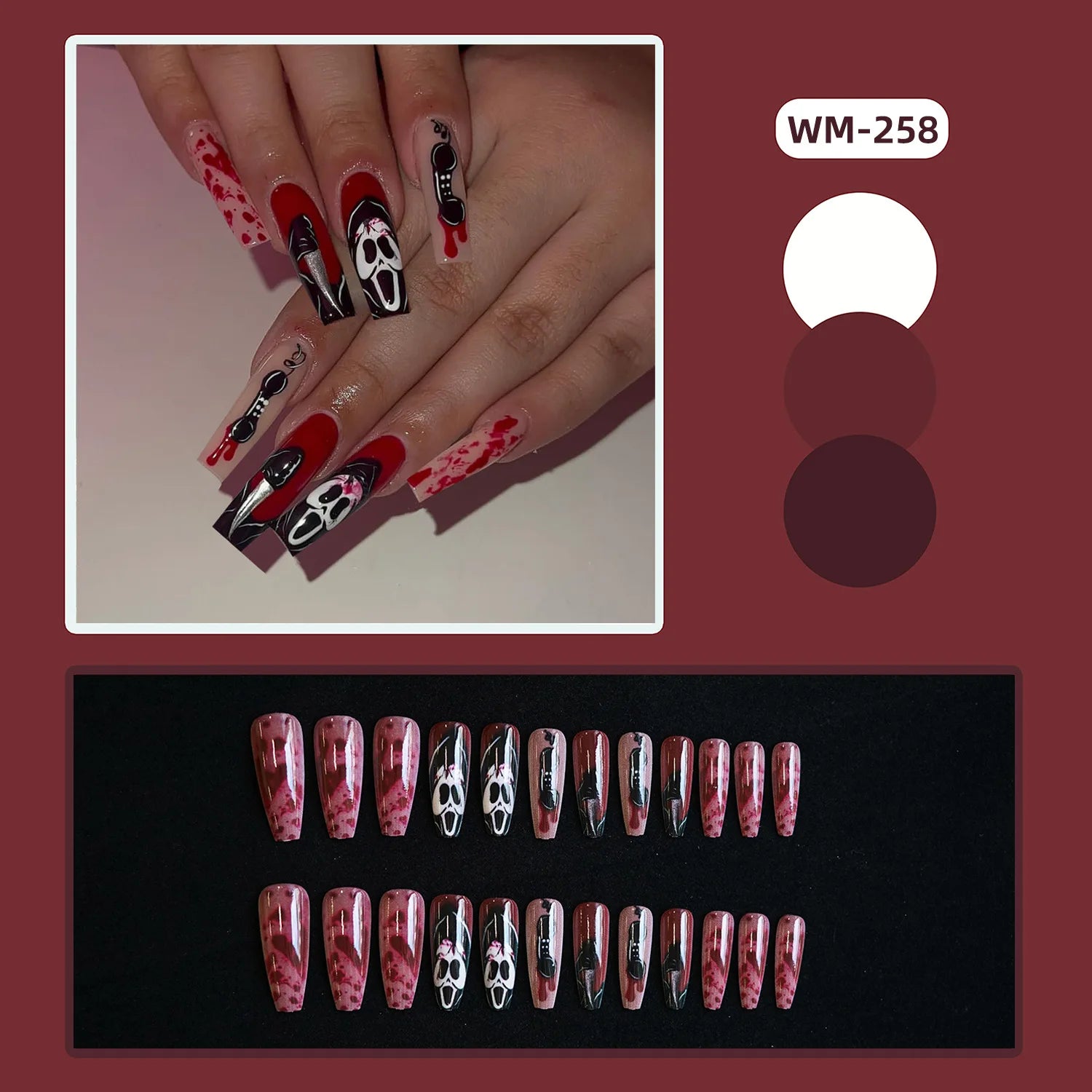 Halloween Long Ballet Press on Nails