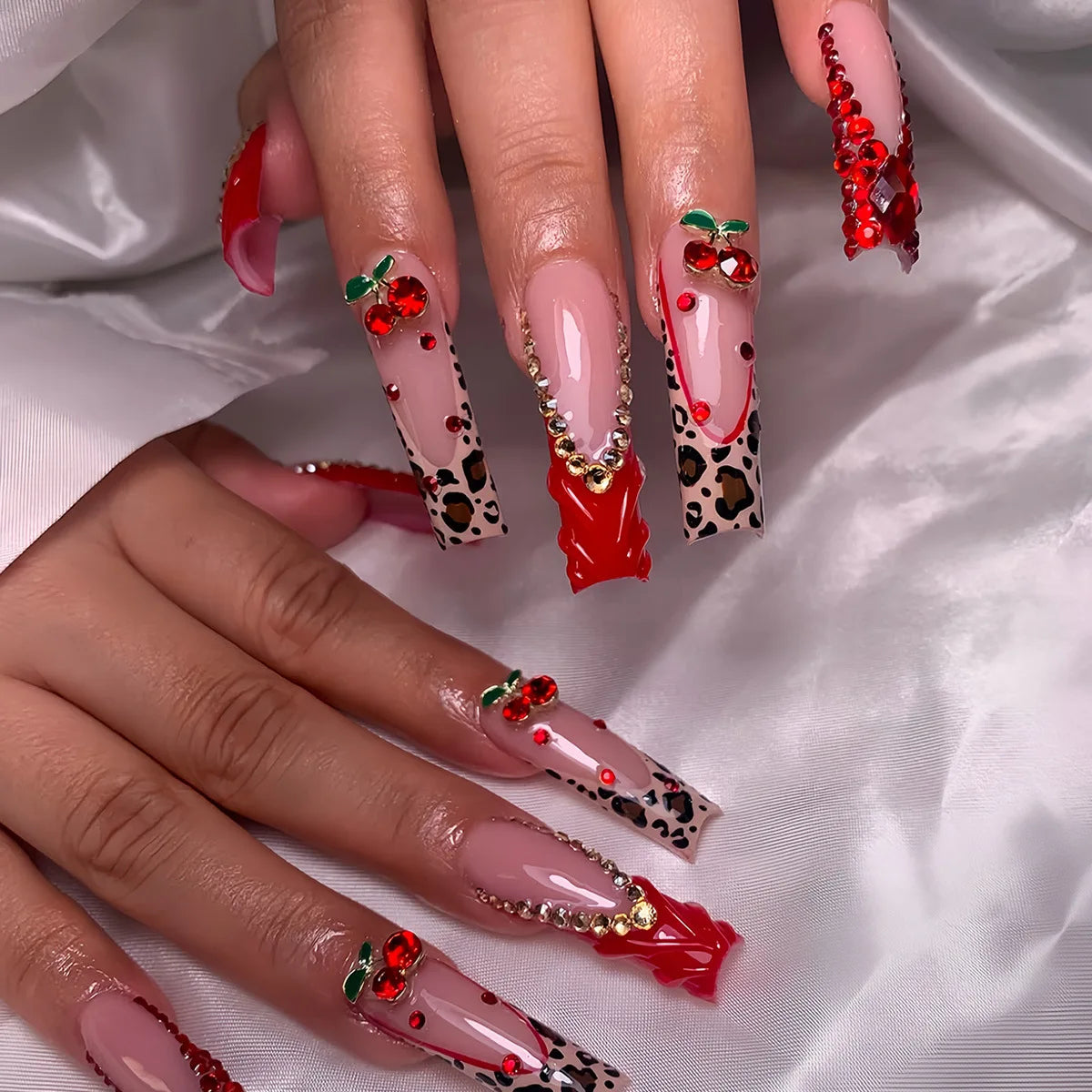 24Pcs Long Square Press on Nails