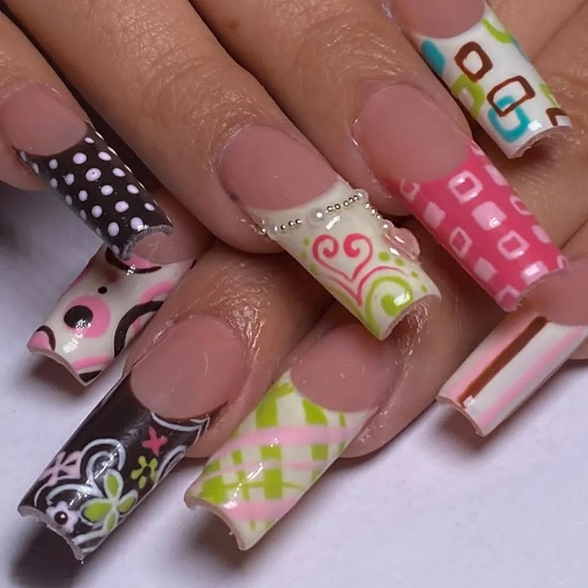 24Pcs Long Square Head Press on Nails