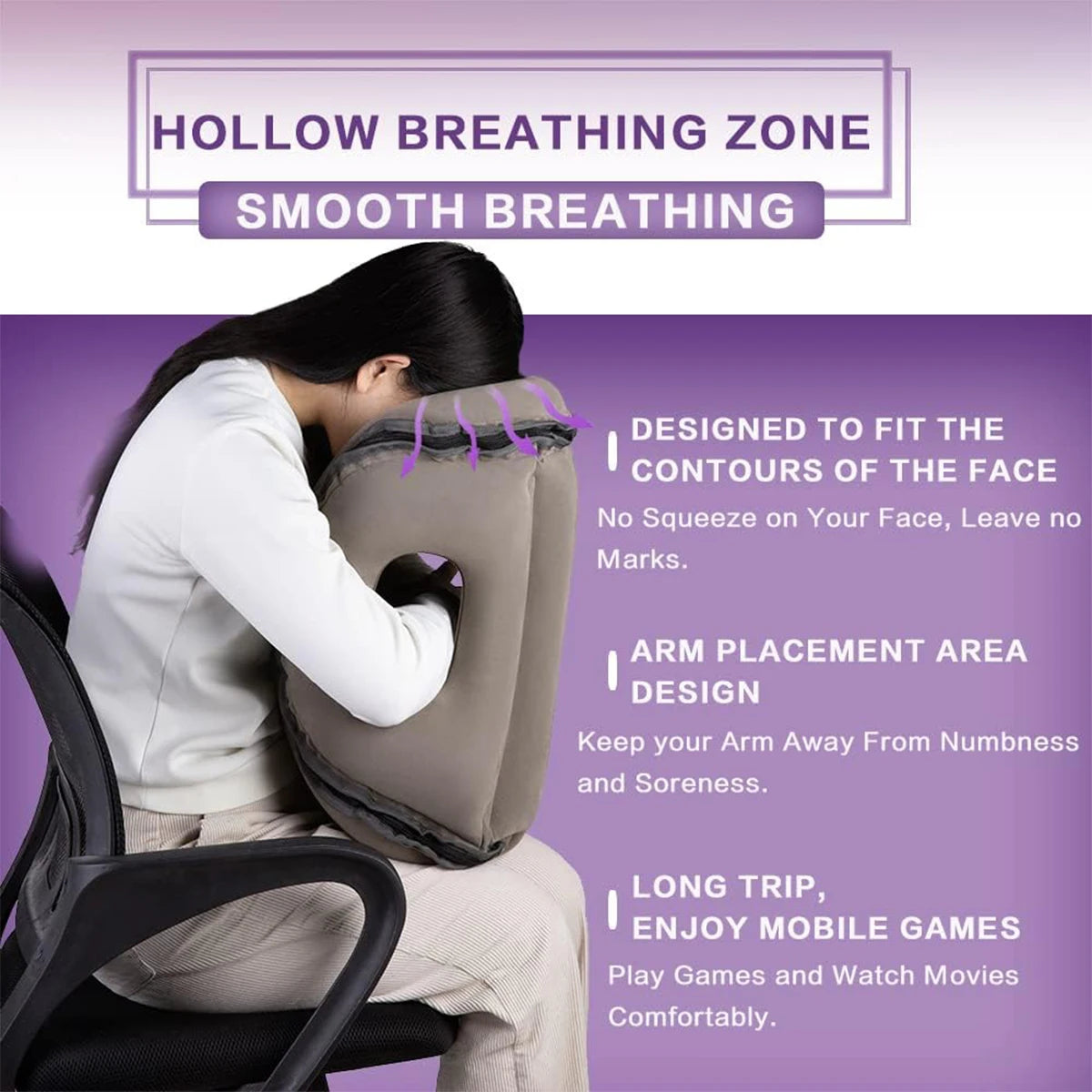 Inflatable Travel Pillow Portable Chin Support