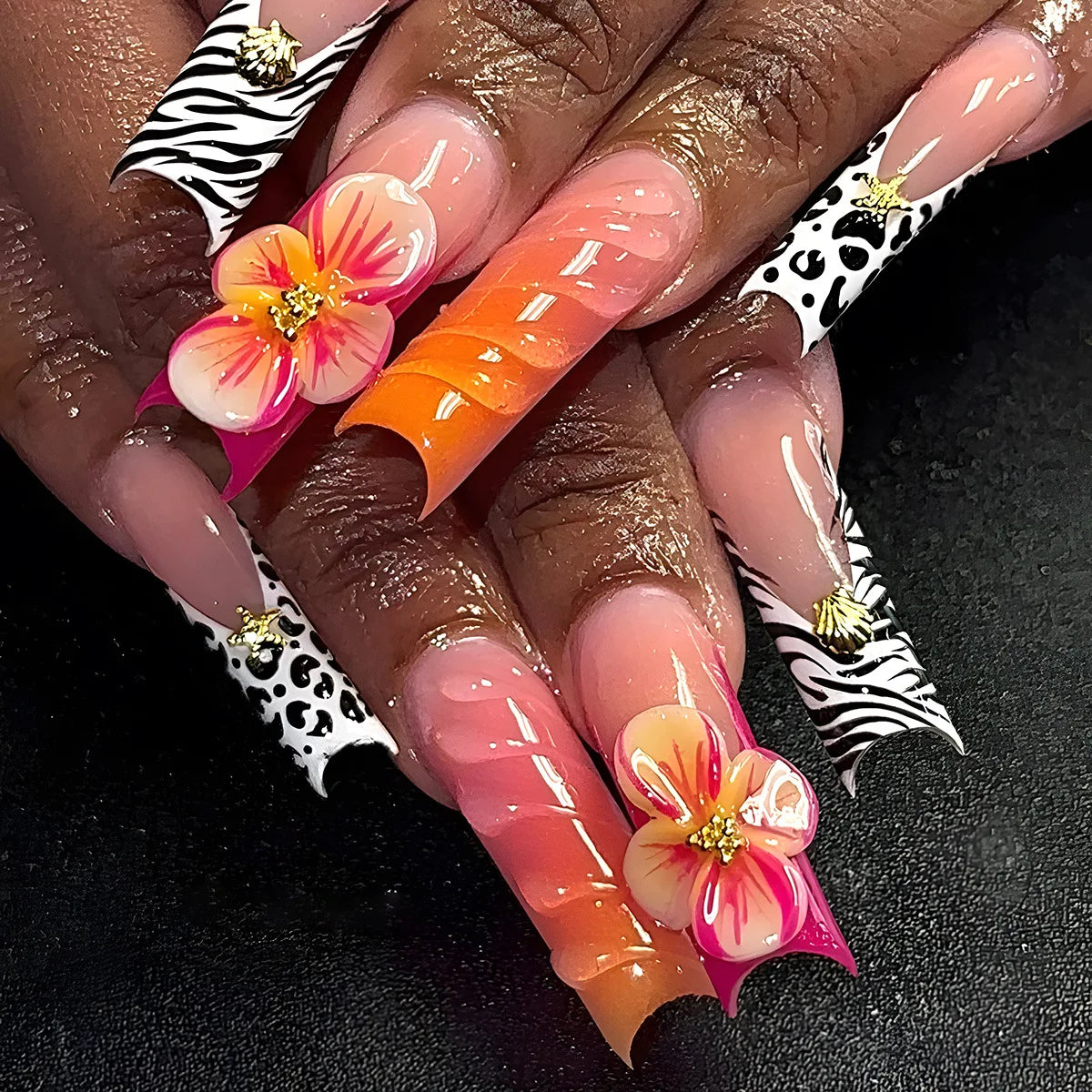 24Pcs Long Square Head Press on Nails