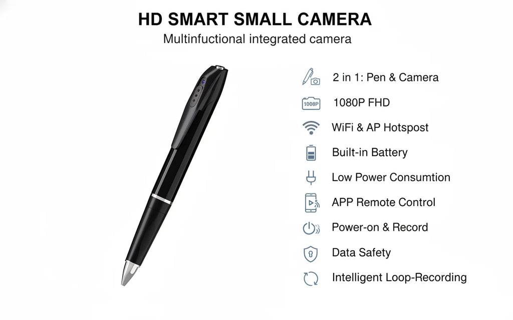 1080P HD Mini Pen Camera 300mAh Rechargeable Portable Video Recorder Wireless WiFi Connection Smart Motion Detection Real Time Remote View Multifunctional Recorder