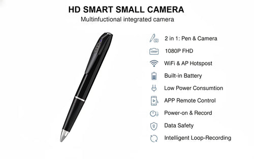 1080P HD Mini Pen Camera 300mAh Rechargeable Portable Video Recorder Wireless WiFi Connection Smart Motion Detection Real Time Remote View Multifunctional Recorder