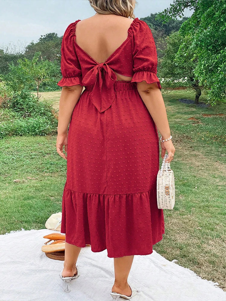 Pure Color Back-tied Dress