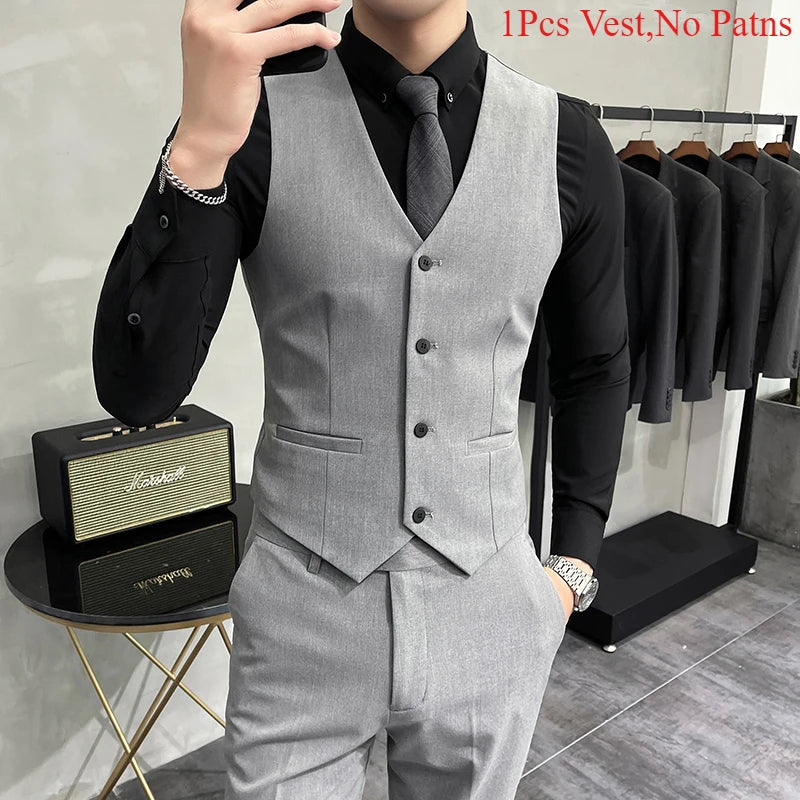 Solid Color Elastic Men's Casual Business Vest
