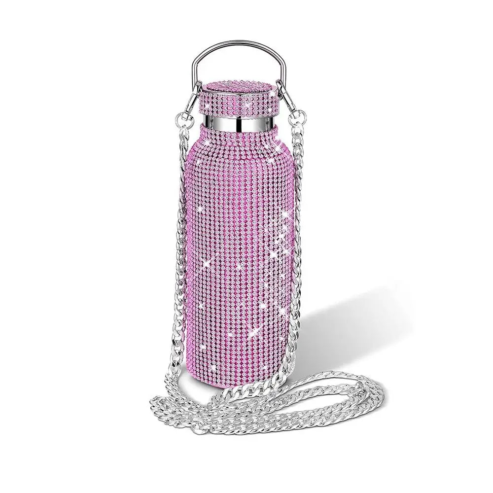 Thermal Rhinestone Water Bottle Stainless Steel Refillable Glitter Tumbler