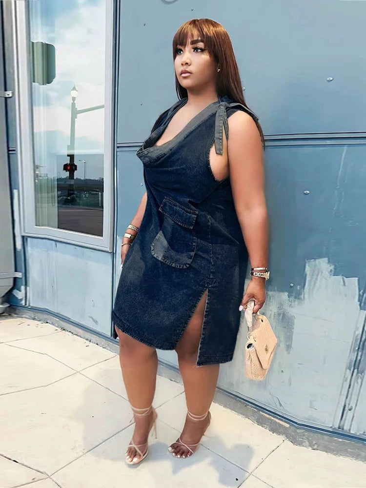 Summer One-piece Dress Jeans Streetwear Women Strapless Denim Dress Elegant Loose Sexy Short Dress Wholesale Dropshipping