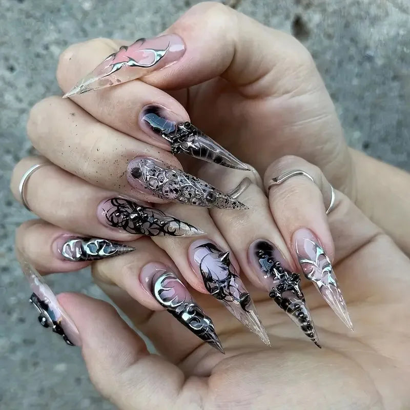 24Pcs Long Stiletto Press on Nails