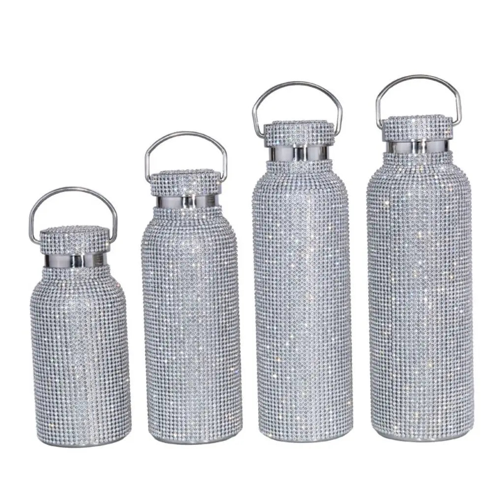 Thermal Rhinestone Water Bottle Stainless Steel Refillable Glitter Tumbler