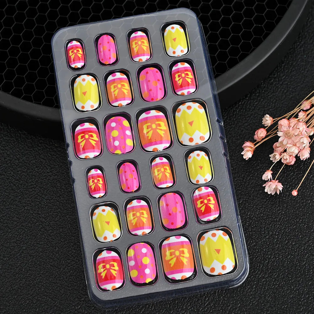 24pcs/box Kids False Press On Nails