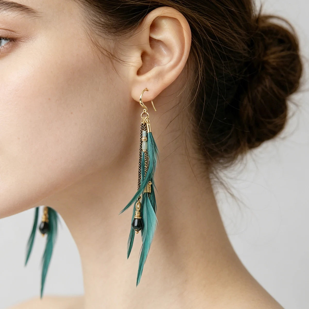 Boho Feather Tassel Dangle Earrings