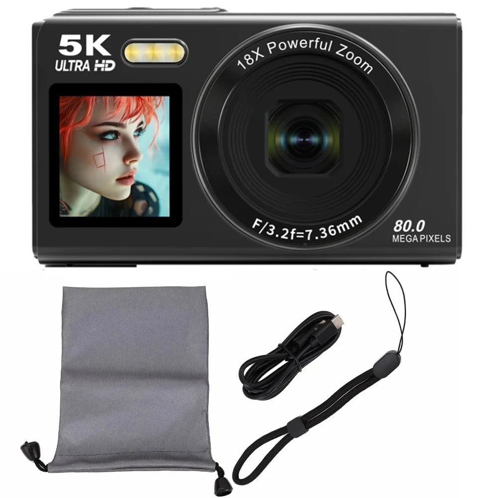 Magecam Digital Camera 5K 80MP 18X Digital Zoom Dual IPS Screen Camera