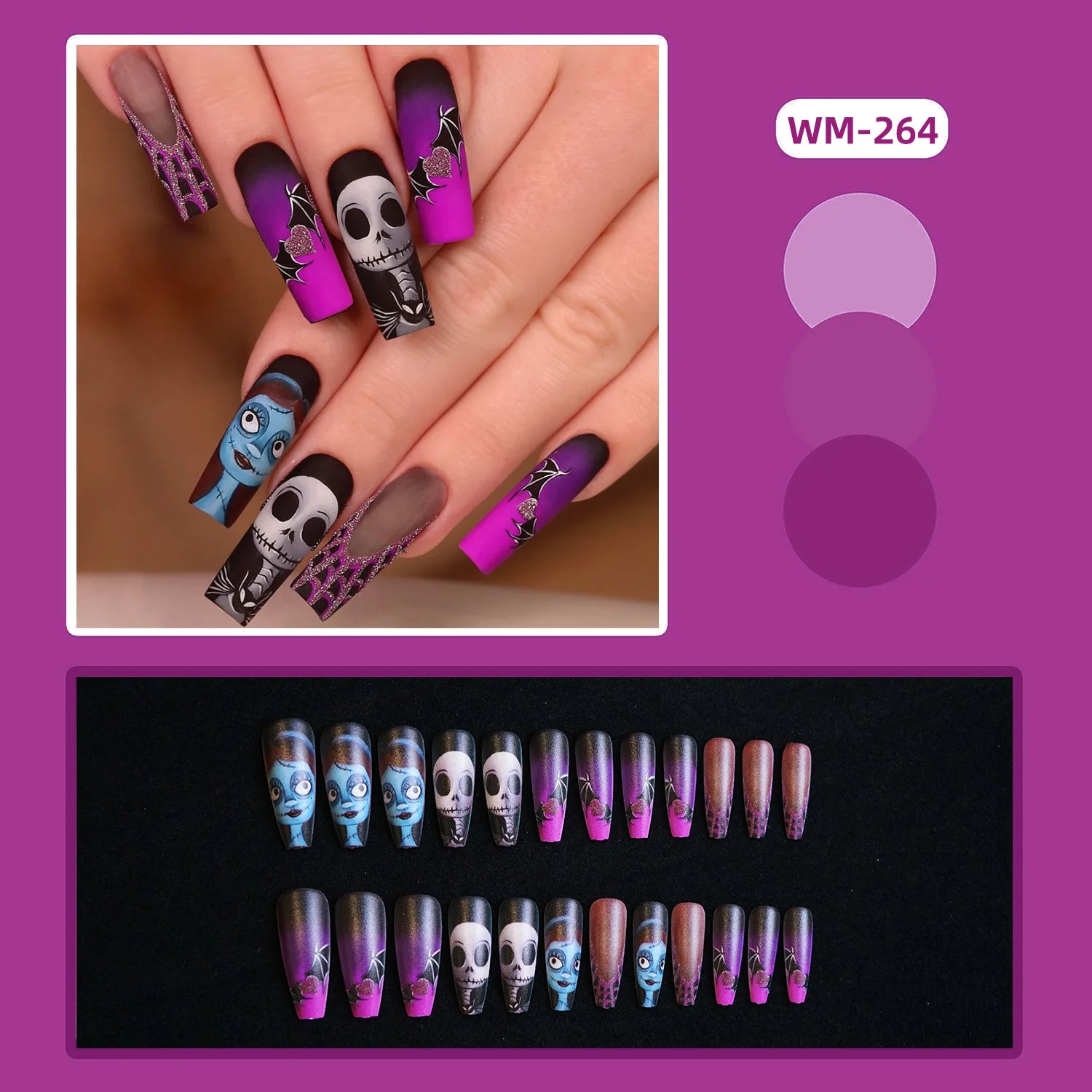 Halloween Long Ballet Press on Nails