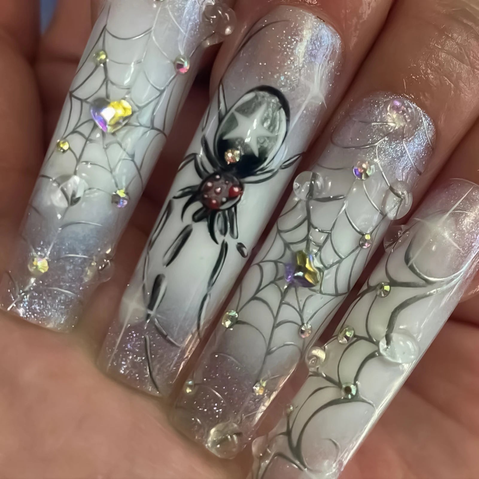 24pcs Glitter Pink Sequins Press on Nails
