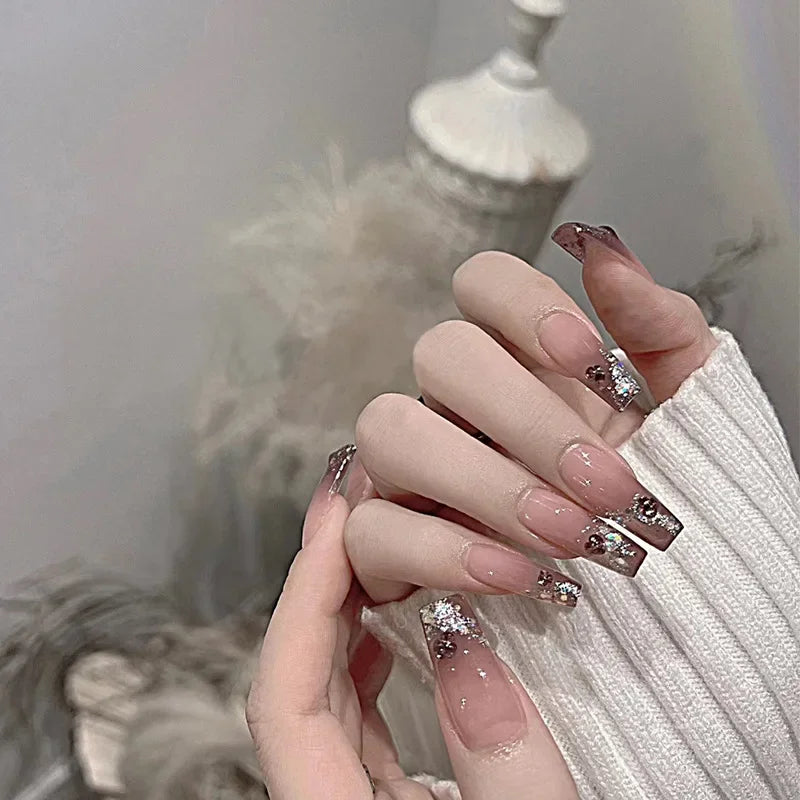 24Pcs French Gradient Ballet Press on Nails
