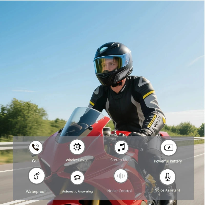 BT 5.3 Moto Light Wireless Hands-free Motorcycle Waterproof Earphone