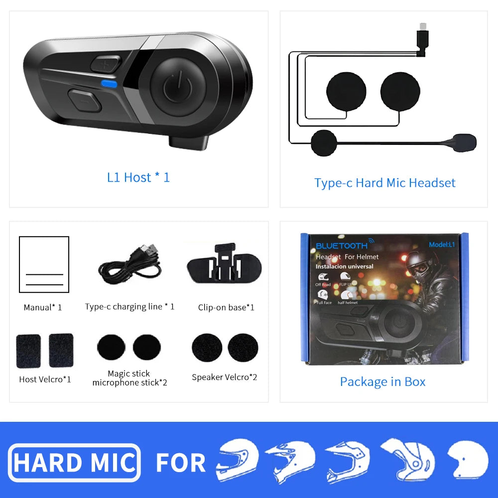 Wireless Motorcycle Helmet Headset Hands-free