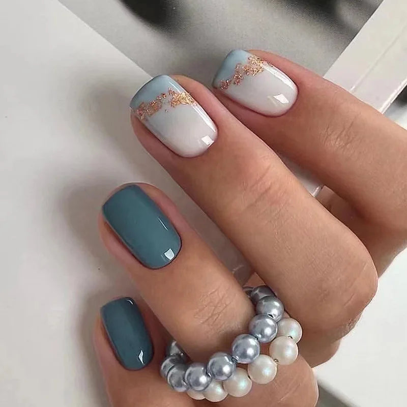 24pc Press on Nails Flower Design Mid-length Ballet