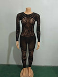 Long Sleeve One Piece Corset Waist Jumpsuit