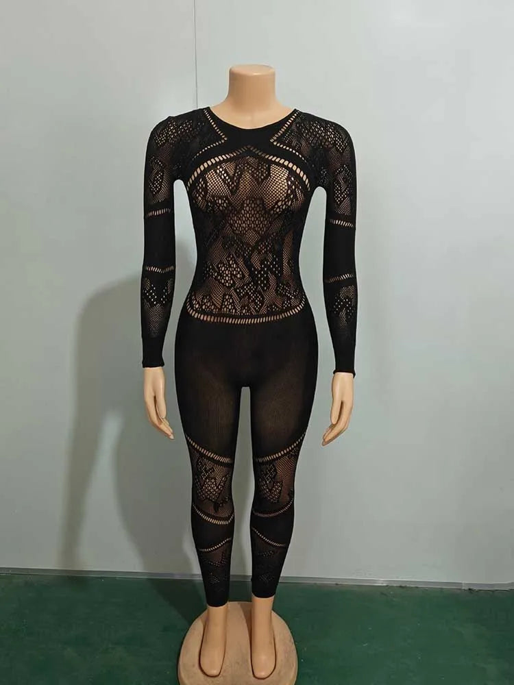 Long Sleeve One Piece Corset Waist Jumpsuit