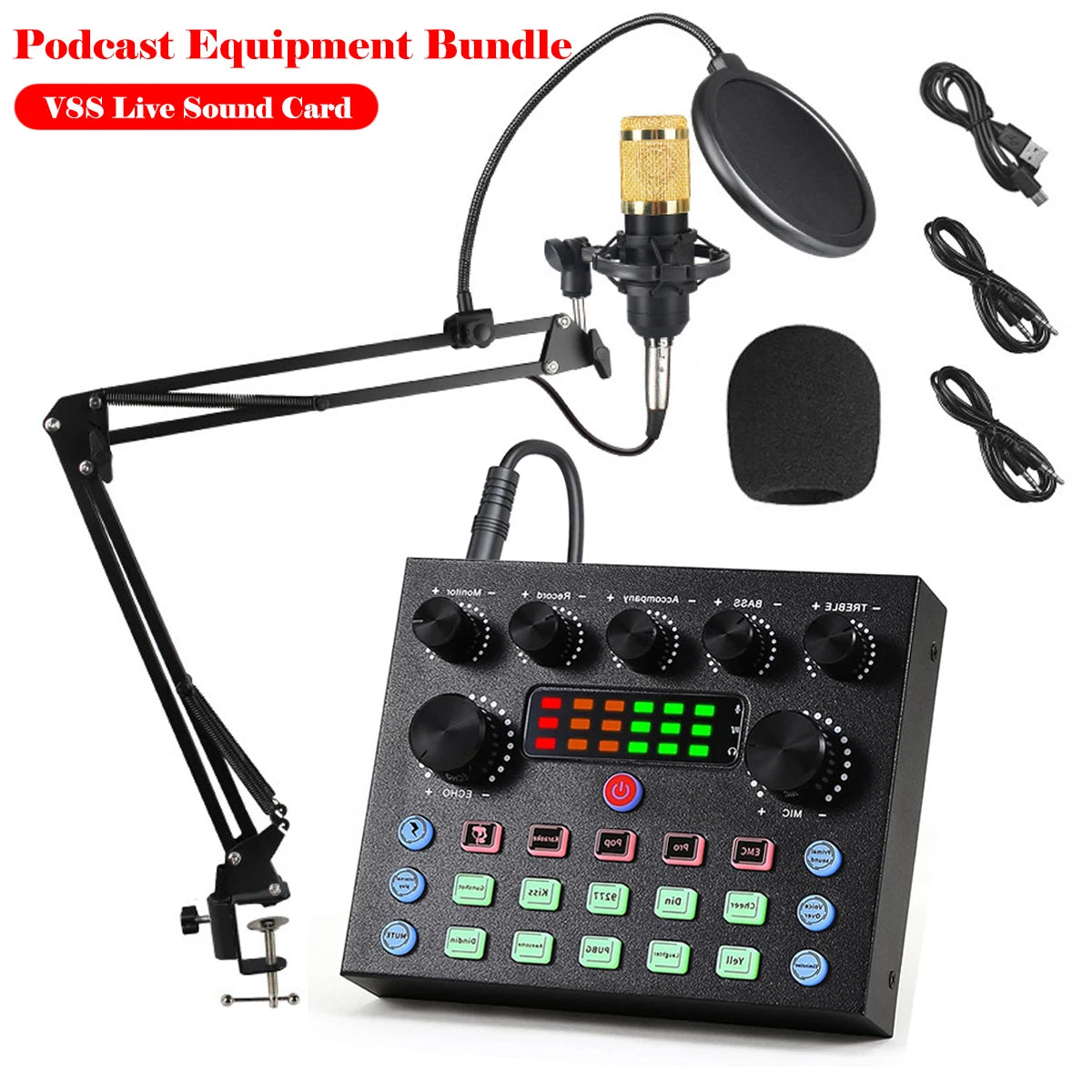 V8S Live Sound Card Podcast Equipment Bundle