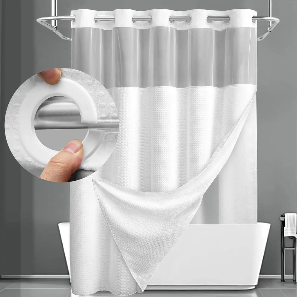 No Hooks Shower Curain  with Snap in Liner