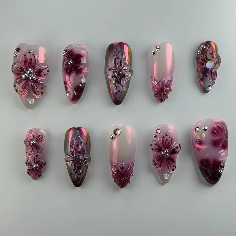 24pcs French Almond Press on Nails