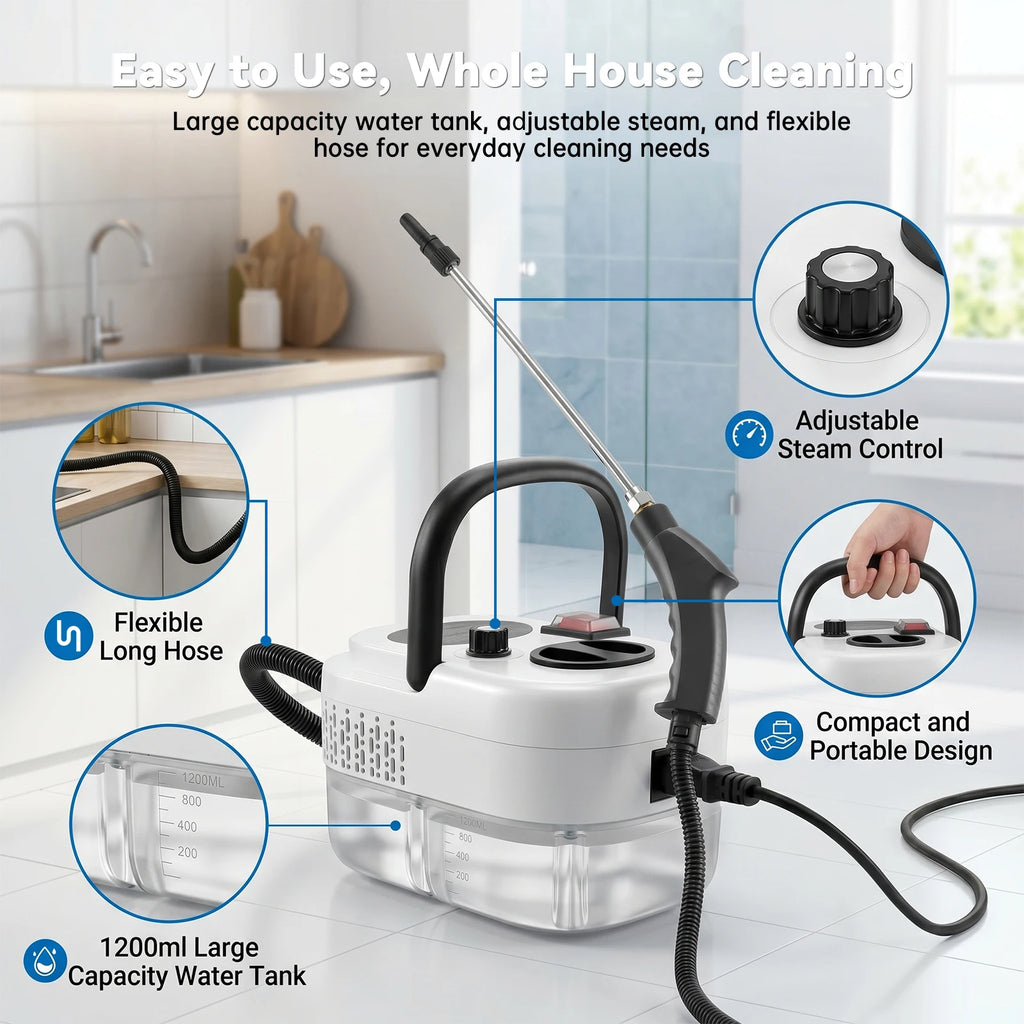 110V Portable Handheld Steam Cleaning Machine With Multiple Accessories