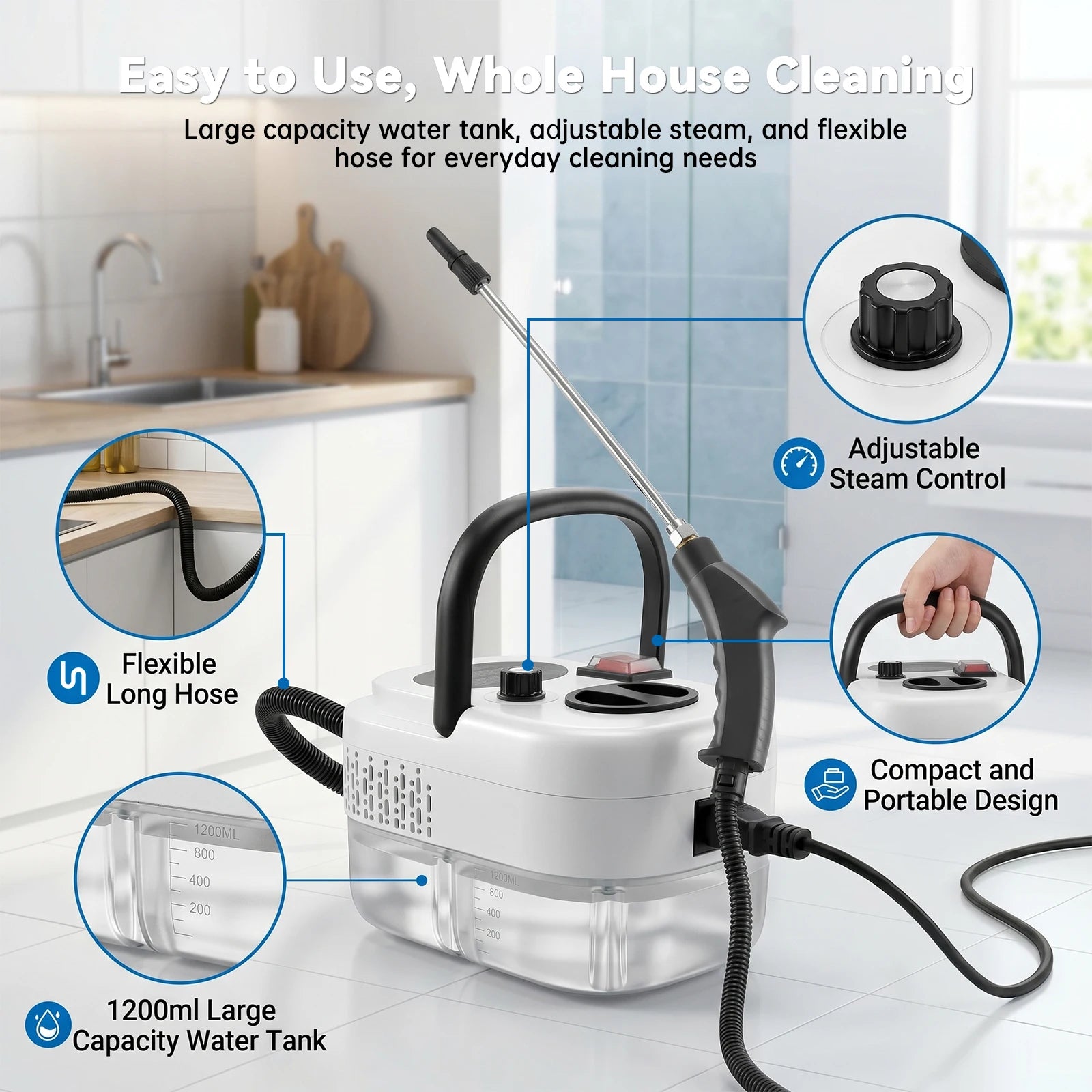 110V Portable Handheld Steam Cleaning Machine With Multiple Accessories