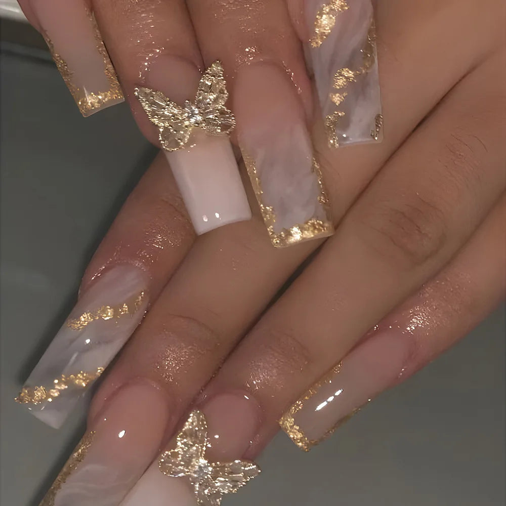 24Pcs Long Square Press on Nails