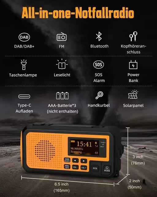 Survival Flashlight Crank Charging Solar Radio