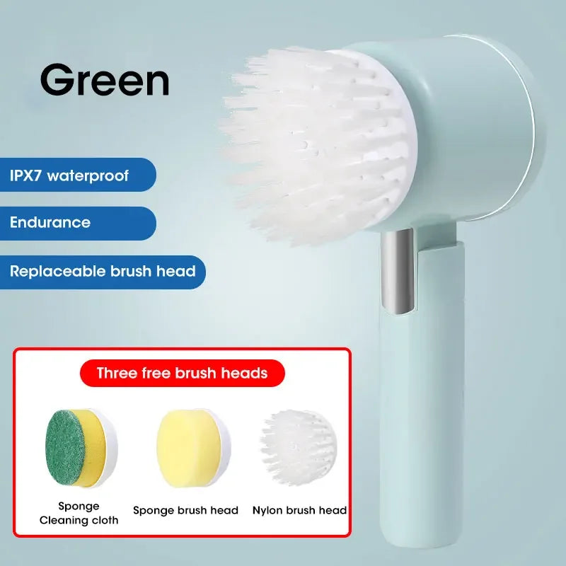 Cordless Electric Spin Scrubber with 5 Brushes