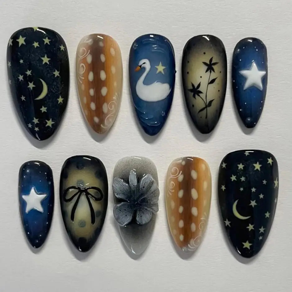 24pcs Vintage Country Style Press On Nails