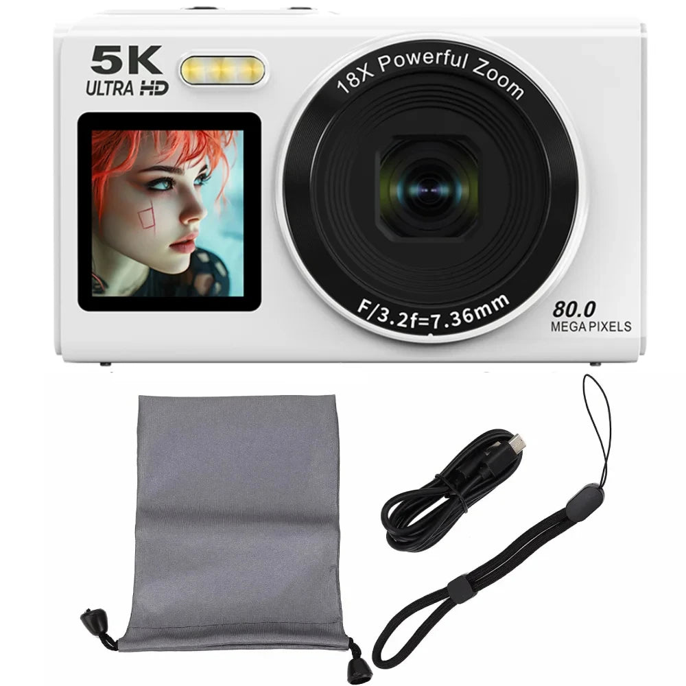 Magecam Digital Camera 5K 80MP 18X Digital Zoom Dual IPS Screen Camera