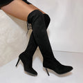 Suede Over The Knee Lace Up High Heels Boots