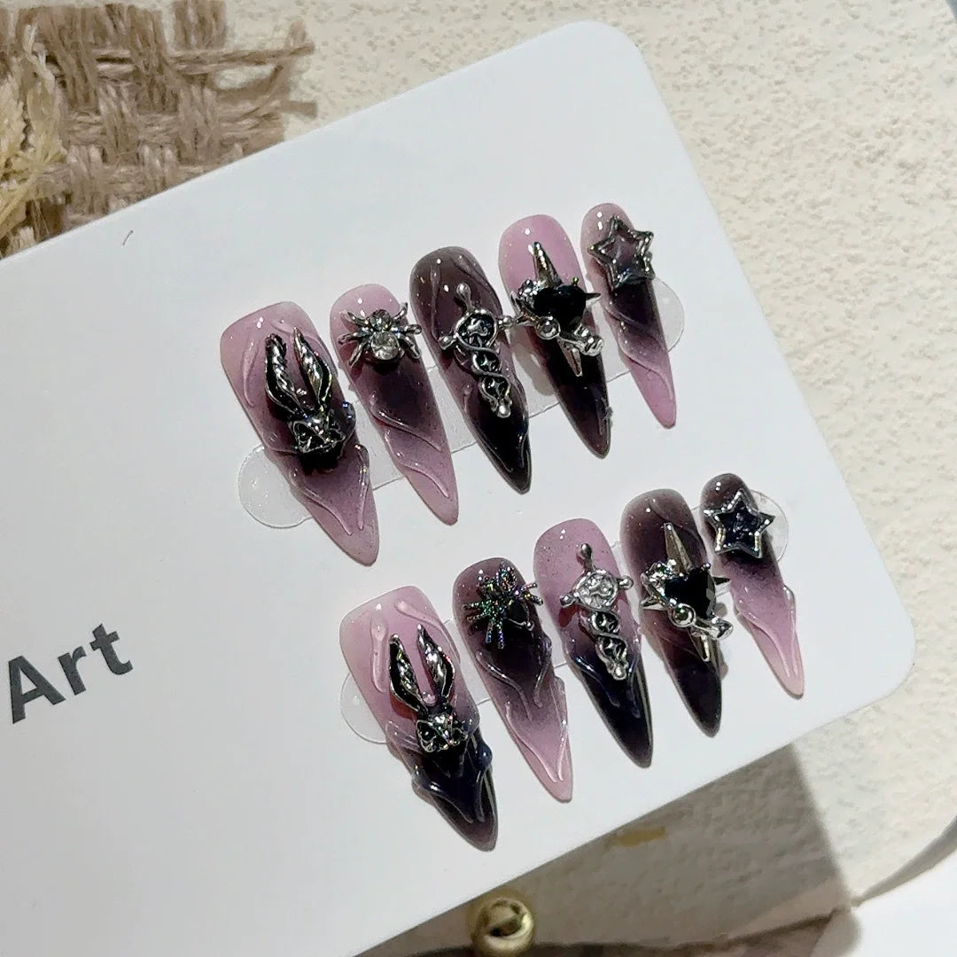 Long Stiletto Press on Fake Nails