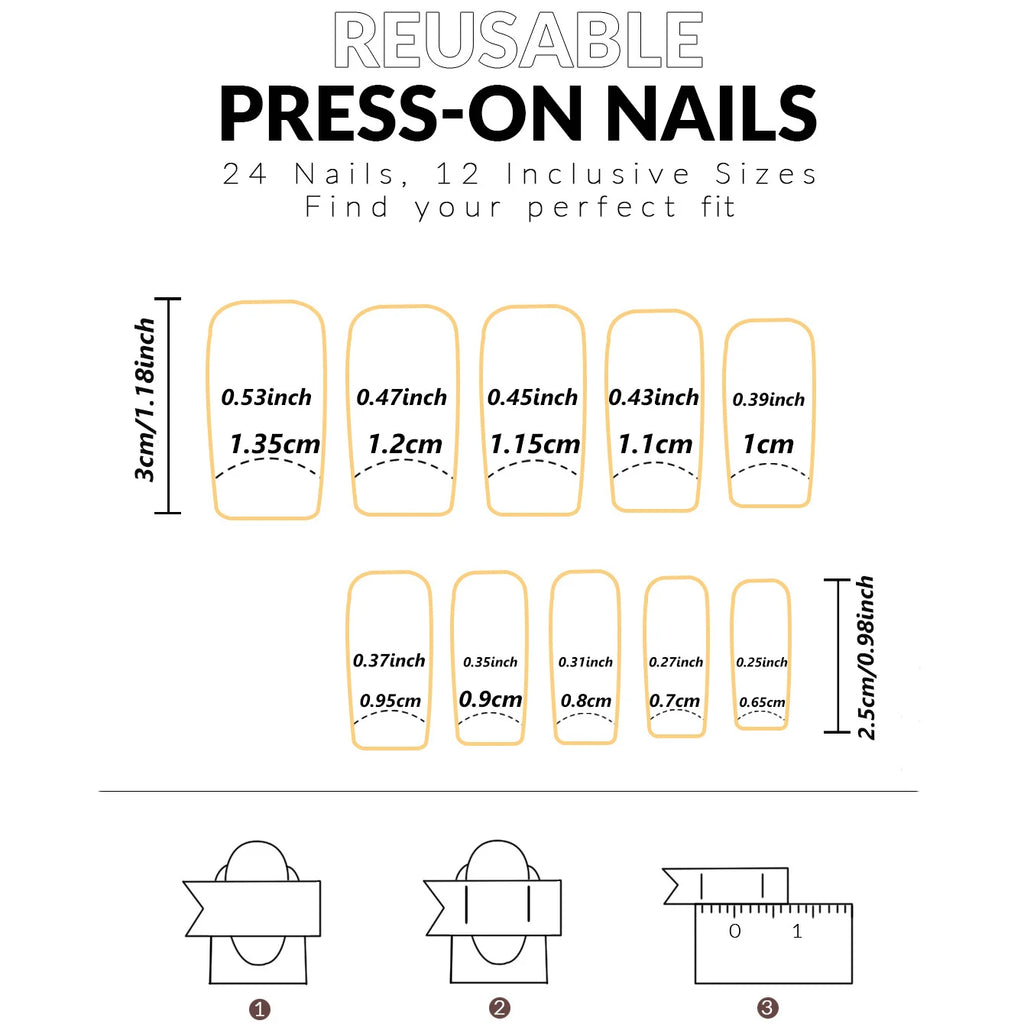 96PCS Medium Coffin Press On Nails