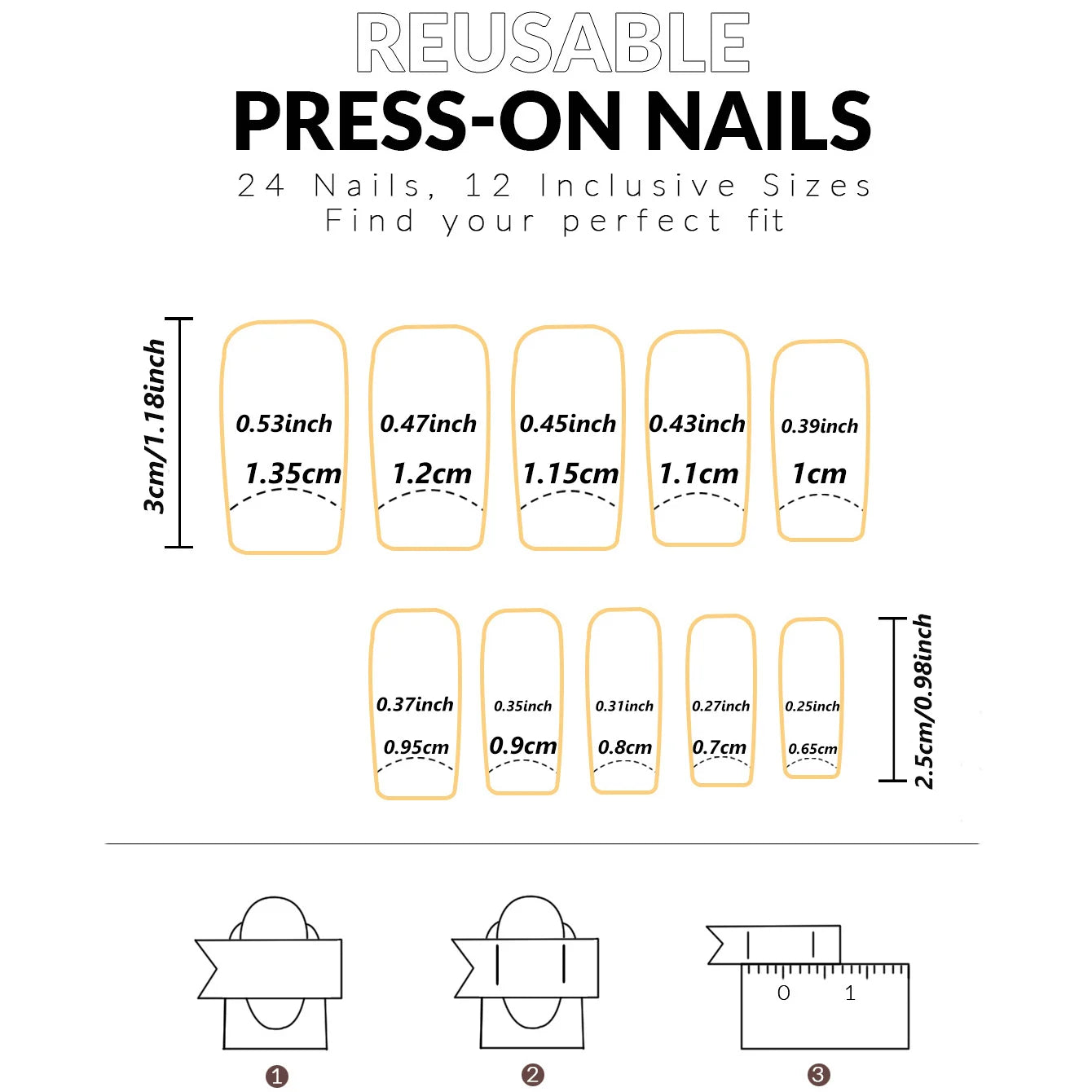 96PCS Medium Coffin Press On Nails