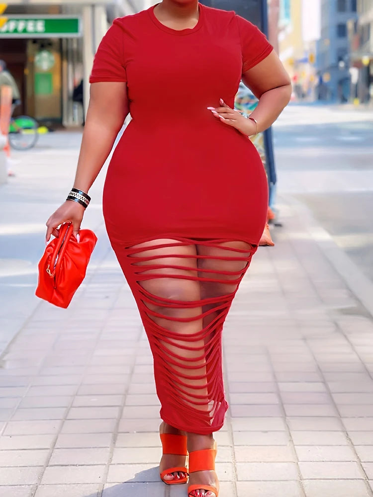 Hollow Out Stretchy Bodycon Dress